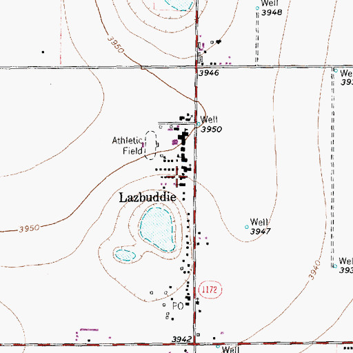 Topographic Map of Lazbuddie Emergency Medical Service, TX