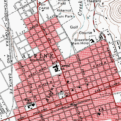 Topographic Map of West Texas Ambulance Service, TX
