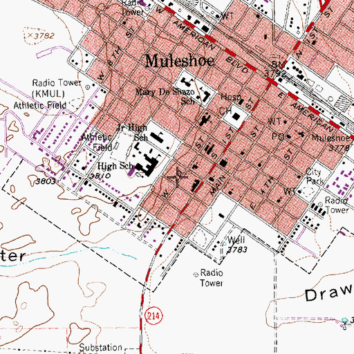 Topographic Map of Bailey County Emergency Medical Services, TX