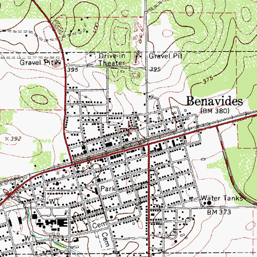 Topographic Map of Benavides Emergency Medical Service, TX