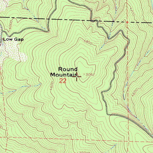 Topographic Map of Round Mountain, CA