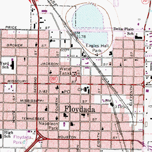 Topographic Map of Floydada Emergency Medical Services, TX