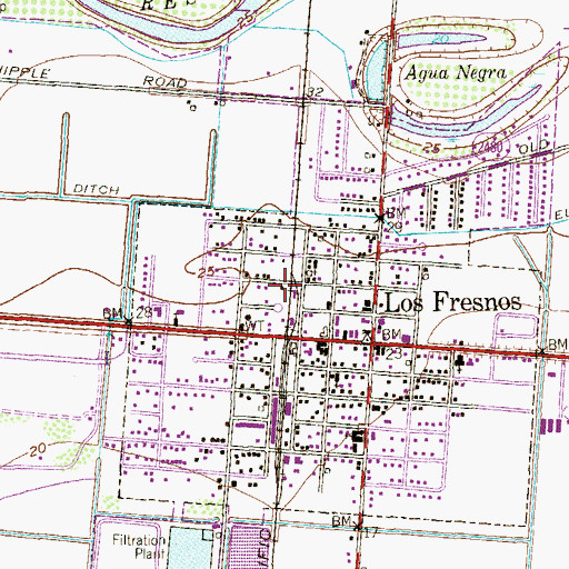 Topographic Map of Los Fresnos Ambulance Service, TX