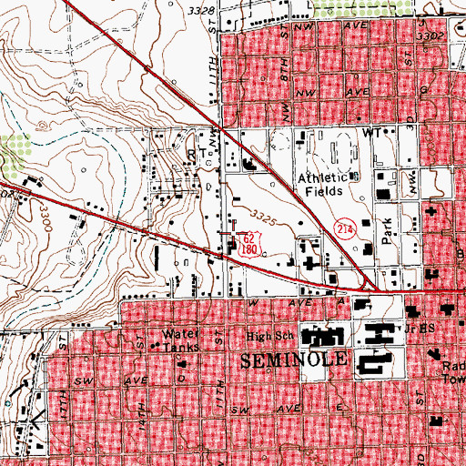 Topographic Map of Seminole Emergency Medical Service, TX