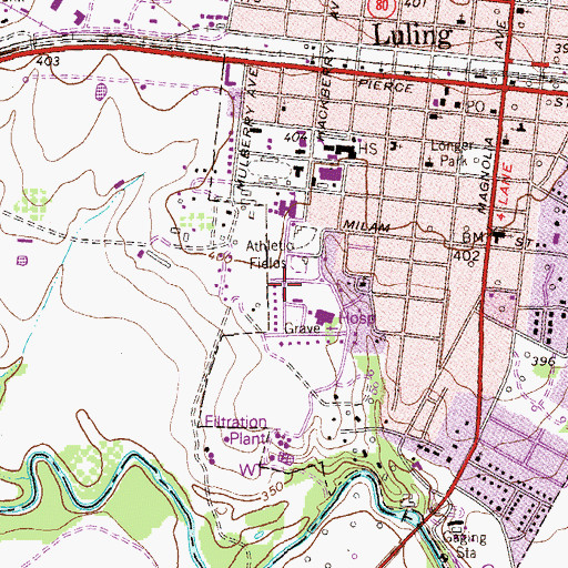 Topographic Map of Luling Emergency Medical Service, TX