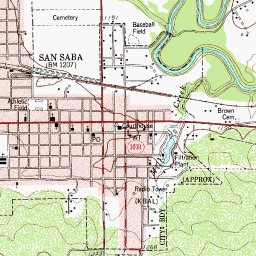 Topographic Map of San Saba County Emergency Medical Service, TX