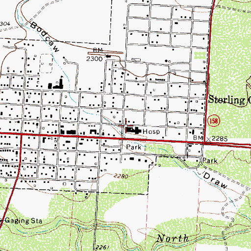 Topographic Map of Sterling County Emergency Medical Services, TX