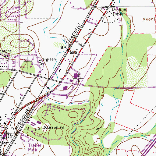 Topographic Map of Devine Emergency Medical Service, TX