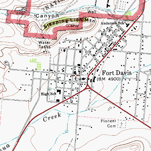 Topographic Map of Jeff Davis County Ambulance, TX