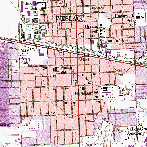 Topographic Map of Saint Marys Ambulance Service, TX
