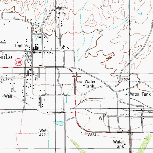 Topographic Map of Presidio Emergency Medical Services, TX