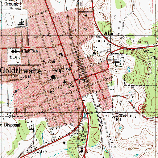 Topographic Map of Mills County Emergency Medical Services, TX