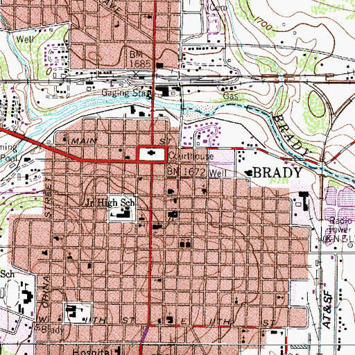 Topographic Map of Brady - McCulloch County Emergency Medical Service, TX