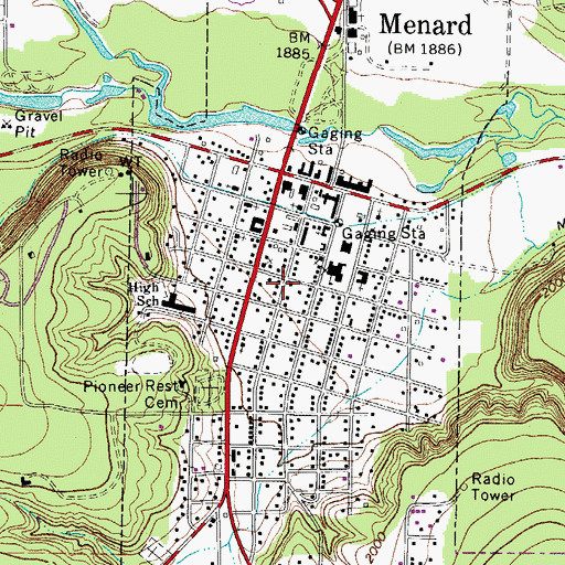 Topographic Map of Menard Emergency Service Ambulance, TX