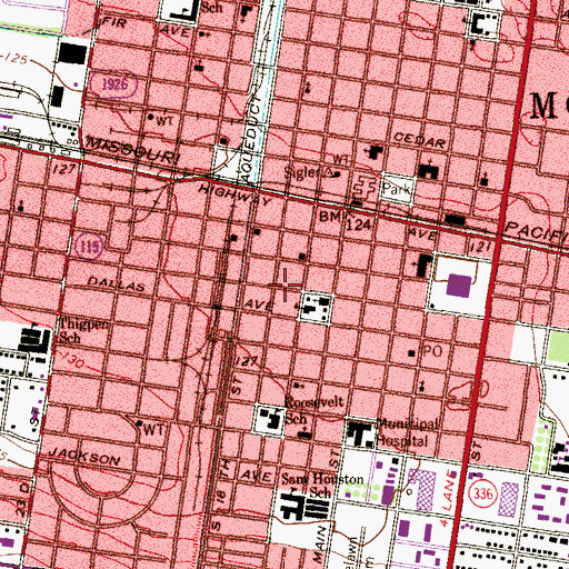 Topographic Map of Mid - Valley Emergency Medical Services, TX