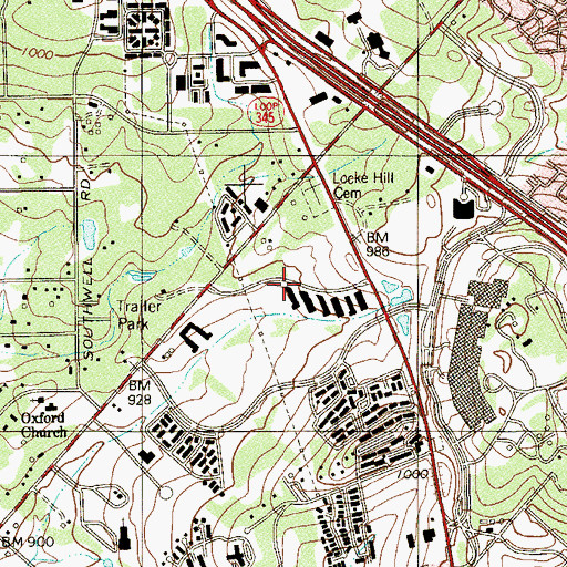 Topographic Map of Southwest Emergency Medical Services - HMKC Enterprise, TX
