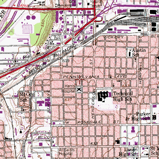 Topographic Map of CareFlite Ambulance Fort Worth, TX