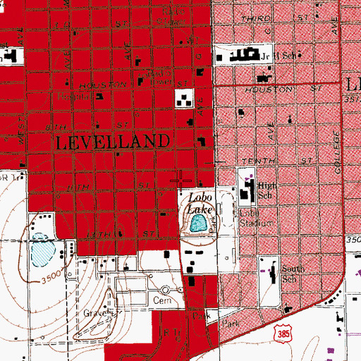 Topographic Map of Levelland Emergency Medical Services, TX