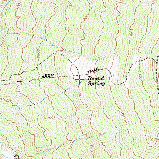 Topographic Map of Round Spring, CA