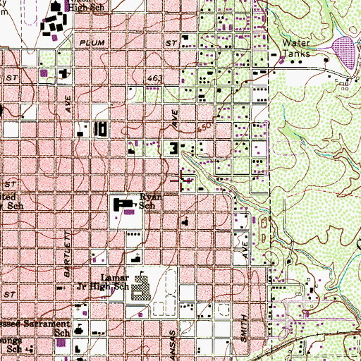 Topographic Map of A Ambulance Service, TX