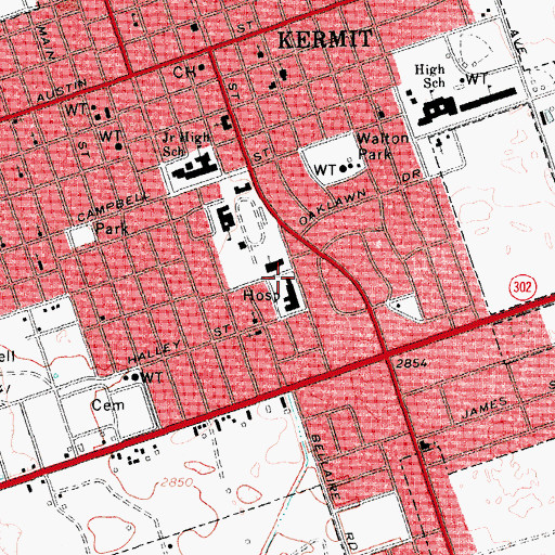Topographic Map of Winkler County Emergency Medical Services, TX