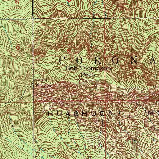 Topographic Map of Bob Thompson Peak, AZ