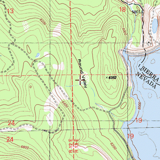 Topographic Map of Round Valley, CA