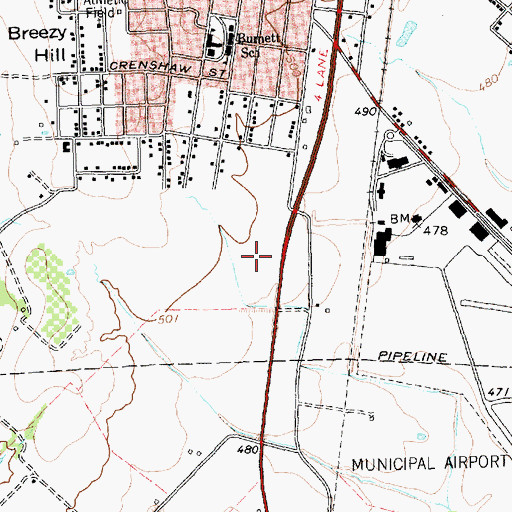 Topographic Map of Terrell Southeast Texas Medical Center Emergency Medical Service, TX