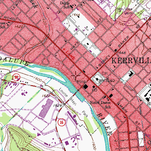 Topographic Map of Air - Evac Lifeteam Kerrville, TX