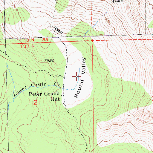 Topographic Map of Round Valley, CA