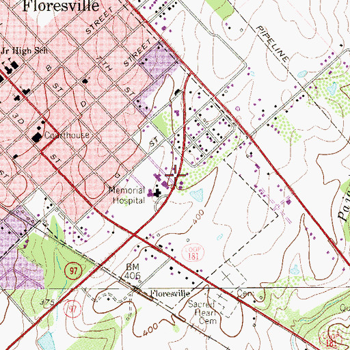 Topographic Map of Wilson County Volunteer Ambulance Association, TX