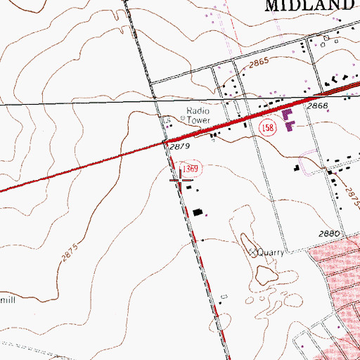 Topographic Map of Texas West Ambulance, TX