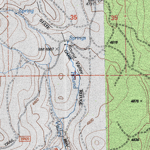 Topographic Map of Round Valley, CA