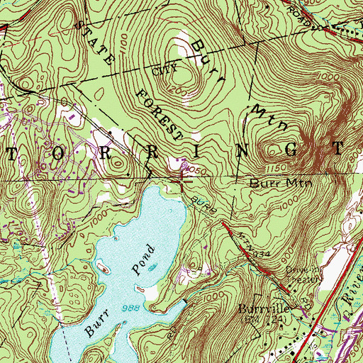 Topographic Map of Burrville Regional Fire School, CT