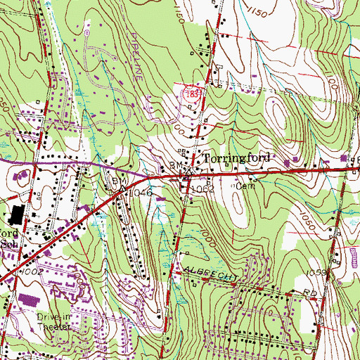 Topographic Map of Torringford Volunteer Fire Department, CT