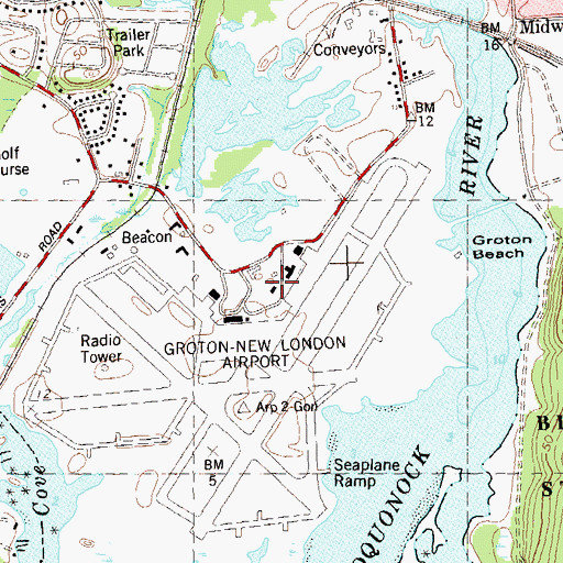 Topographic Map of Groton-New London Airport Fire Department, CT