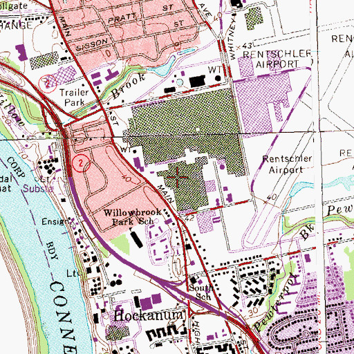 Topographic Map of Pratt and Whitney Fire Department, CT