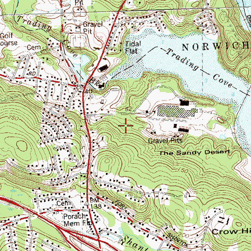 Topographic Map of Mohegan Tribal Fire Department, CT