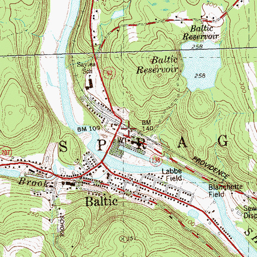 Topographic Map of Baltic Fire Department, CT