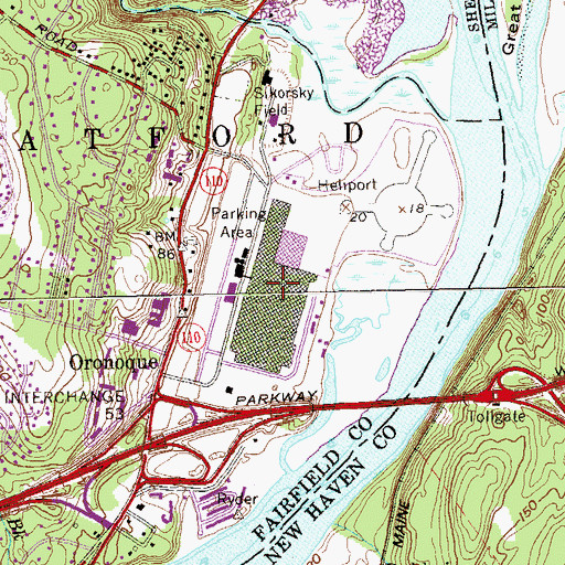 Topographic Map of Sikorsky Aircraft Fire Department, CT