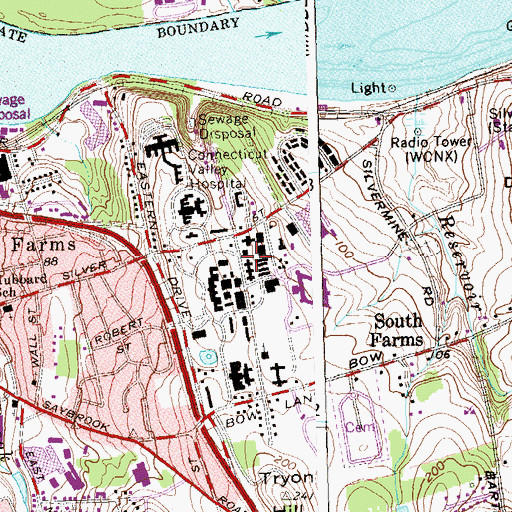 Topographic Map of Connecticut Valley Hospital Fire Department, CT