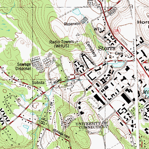 Topographic Map of University of Connecticut Fire Department, CT
