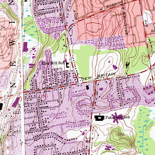 Topographic Map of Newington Volunteer Fire Department Company 5, CT