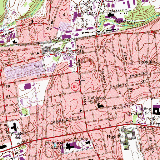 Topographic Map of Manchester Fire Department Eighth Utilities District Station, CT