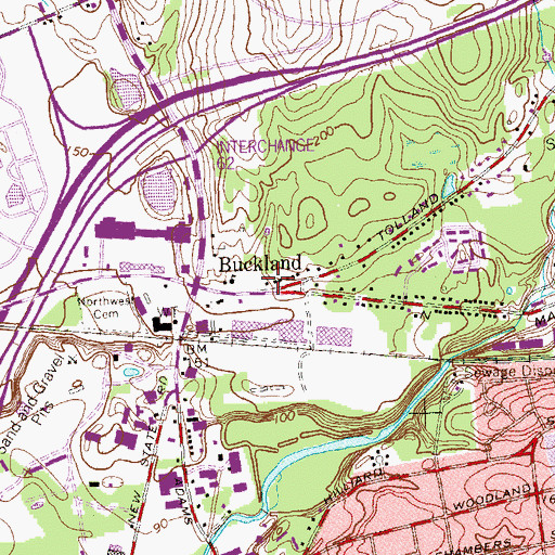Topographic Map of Manchester Fire Department Eighth Utilities District Station 3, CT