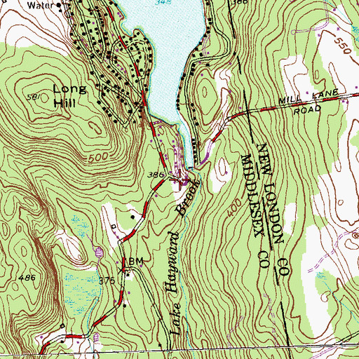 Topographic Map of East Haddam Fire Company 3 Haywardville, CT