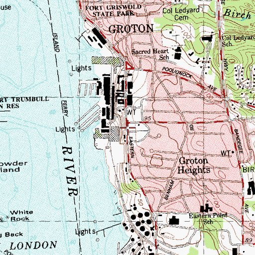 Topographic Map of Electric Boat Fire Department and Emergency Medical Services, CT
