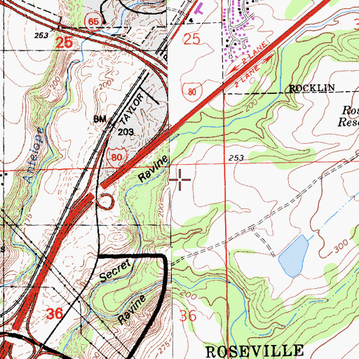 Topographic Map of Sutter Roseville Medical Center, CA