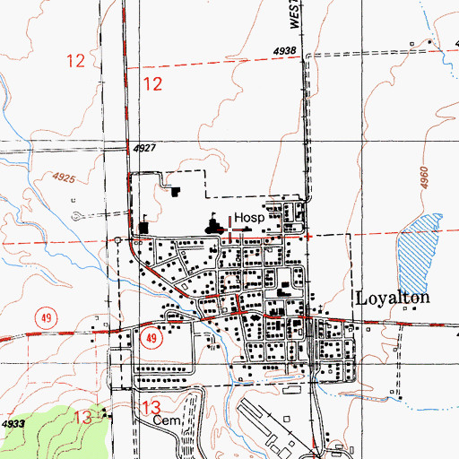 Topographic Map of Eastern Plumas Hospital Loyalton Campus, CA