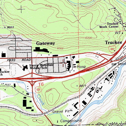 Topographic Map of Tahoe Forest Hospital, CA